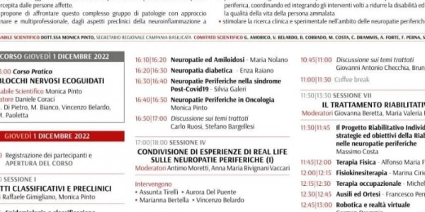 1-2/12/2022: CORSO NAZIONALE DI AGGIORNAMENTO SIMFER. NEUROPATIE PERIFERICHE