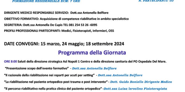 La riabilitazione in ambito Ospedaliero "in reparti per acuti"