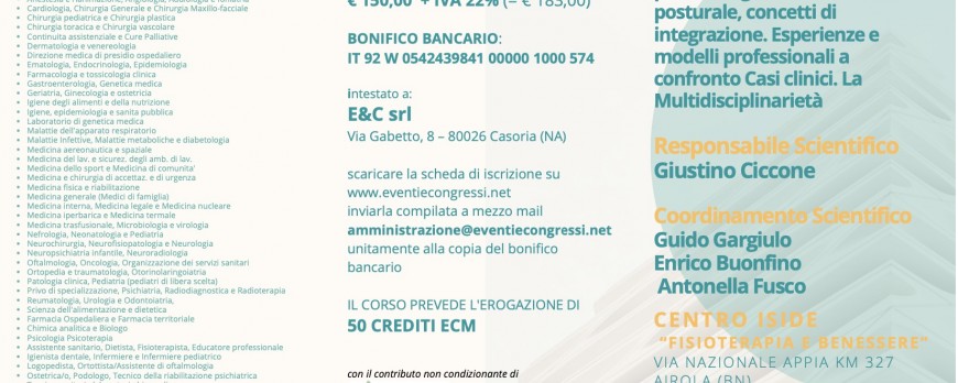 4-26/11/2022 - "Posturologia Clinica Base, Principi e Trattamento"