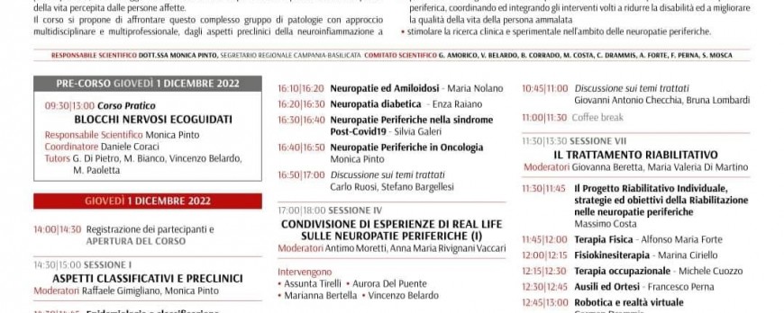 1-2/12/2022: CORSO NAZIONALE DI AGGIORNAMENTO SIMFER. NEUROPATIE PERIFERICHE